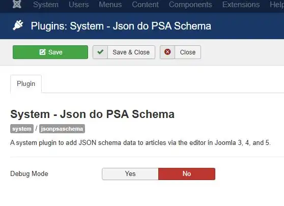 PSA Schema JSON json psa schema
